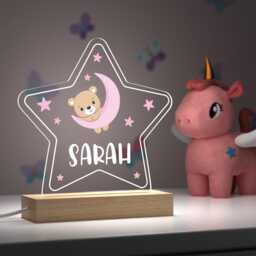 Baby Girl Nursery Star Night Light, Personalised Led Girls Bedroom Decor - thumbnail 2