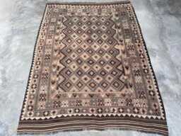 6'8x9'5 Antique Boho Afghan Kilim Rug, Faded Brown Vintage Terracotta, Interior, Turkish Area Ethical Rug - thumbnail 1