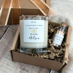Personalised Engagement Candle, Soy Wax, Mr & Mrs Gift - thumbnail 4