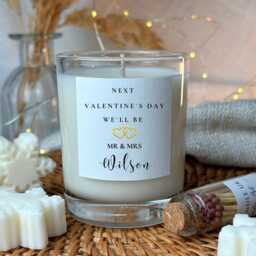 Personalised Engagement Candle, Soy Wax, Mr & Mrs Gift - thumbnail 3
