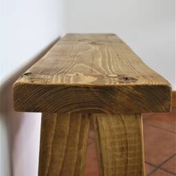 Rustic Hallway Bench - Hall Indoor Entryway Shoe Oak Wax Reclaimed Style V Legs - thumbnail 3