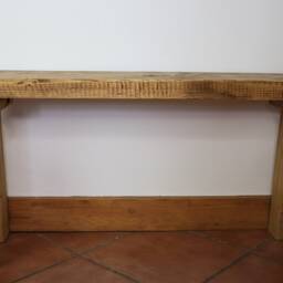 Rustic Hallway Bench - Hall Indoor Entryway Shoe Oak Wax Reclaimed Style V Legs - thumbnail 4