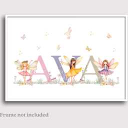 Girls Fairy Name Print, Wall Art, Personalised Print For Bedroom Or Nursery. Magical Print - thumbnail 3