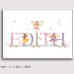 Girls Fairy Name Print, Wall Art, Personalised Print For Bedroom Or Nursery. Magical Print - thumbnail 2
