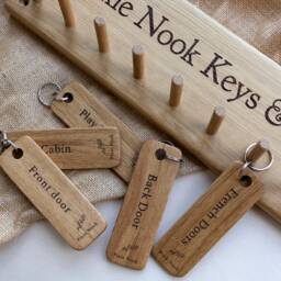 Personalised Oak Key Rack - Wall Mounted Holder, Choice Of Pegs Or Hooks - thumbnail 1