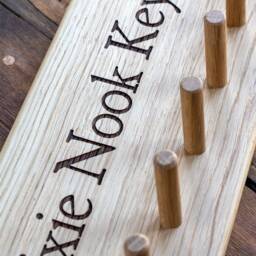 Personalised Oak Key Rack - Wall Mounted Holder, Choice Of Pegs Or Hooks - thumbnail 4