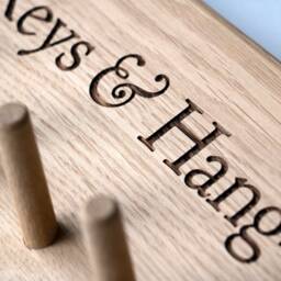 Personalised Oak Key Rack - Wall Mounted Holder, Choice Of Pegs Or Hooks - thumbnail 2
