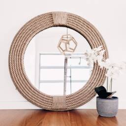 Large Round Rope Mirror - Coastal Nautical Decor, 80cm - thumbnail 3