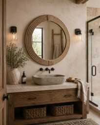 Large Round Rope Mirror - Coastal Nautical Decor, 80cm