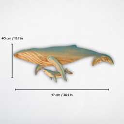 Reclaimed Wood Whale & Calf Sculpture Coastal Wall Art - thumbnail 3
