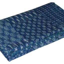Indian Indigo Blue Patchwork Cotton Kantha Throw Blanket Bedspread Quilt - thumbnail 4