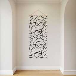 Large Abstract Wavy Line Tapestry - Wall Hanging Unique Art - thumbnail 3