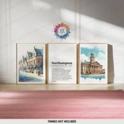 Northampton Poster Prints - Set Of 3 Posters - Watercolour Wall Art Decor Travel Hanging Artwork Gift UK Painting - thumbnail 1