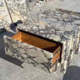 Calacatta Viola Marble Nightstand With Oak Drawer - Luxury Bedside Table - thumbnail 2