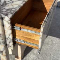 Calacatta Viola Marble Nightstand With Oak Drawer - Luxury Bedside Table - thumbnail 3