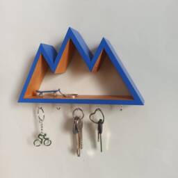 Handmade Wooden Shelf For Keys & Glasses - Mountain Peaks Entryway Decor Original Housewarming Gift - thumbnail 2