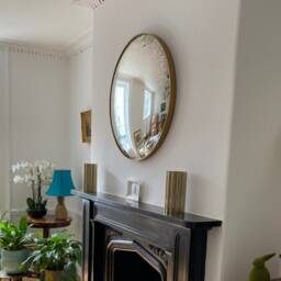 Large Convex Mirror - Handmade Antiqued Glass Wall Brushed Gold Stainless Steel Frame Oversized Round