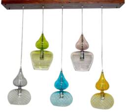 Hand Blown Glass Bubble Chandelier, 5-Light Pendant Fixture