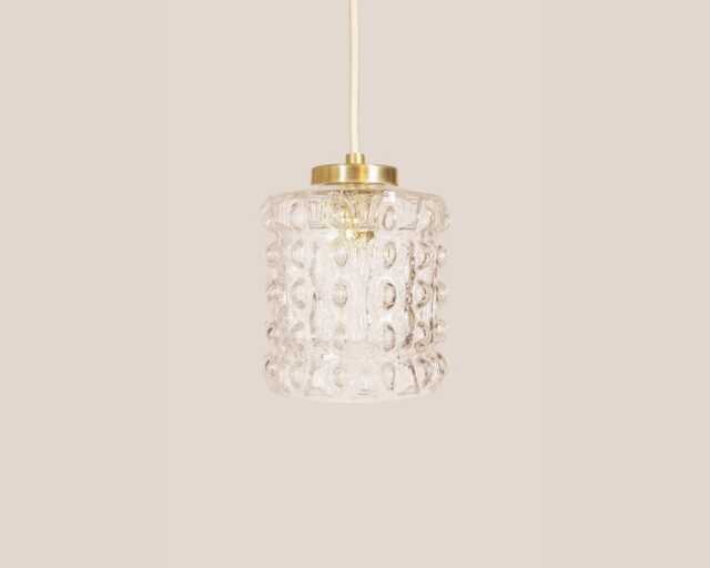 Zofka Vintage Pendant Light Handcrafted Glass Lamp Textured Retro Ceiling Fixture Yugoslavia Gold Brass - image 1