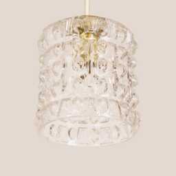 Zofka Vintage Pendant Light Handcrafted Glass Lamp Textured Retro Ceiling Fixture Yugoslavia Gold Brass - thumbnail 3