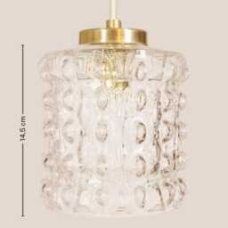 Zofka Vintage Pendant Light Handcrafted Glass Lamp Textured Retro Ceiling Fixture Yugoslavia Gold Brass - thumbnail 4