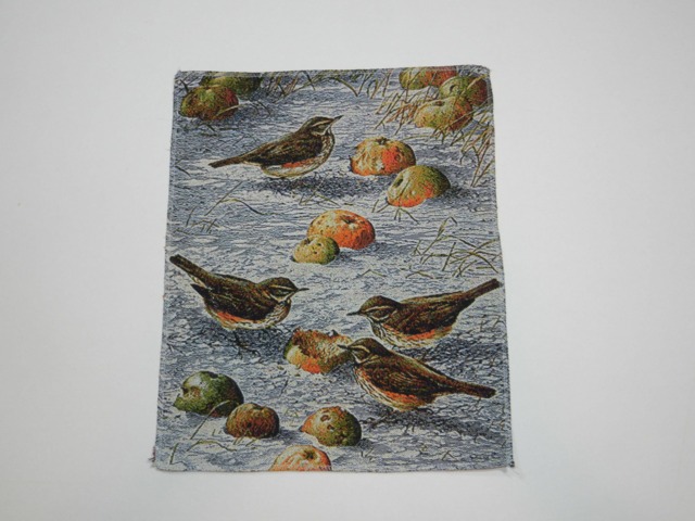 Gobelin Tapestry Birds Robins & Apples 15.5x13 in 40x33 cm Wall Fabric - image 1