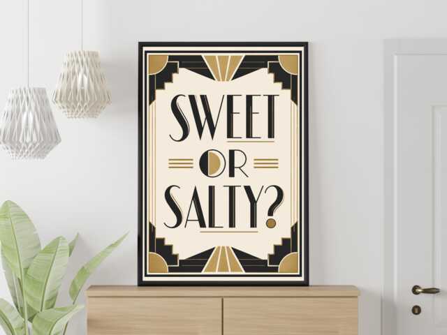 Sweet Or Salty? - Art Deco Bar Wall Print Gift Idea Bespoke Poster A5 A4 A3 Framed Or Unframed - image 1