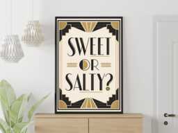 Sweet Or Salty? - Art Deco Bar Wall Print Gift Idea Bespoke Poster A5 A4 A3 Framed Or Unframed - thumbnail 1