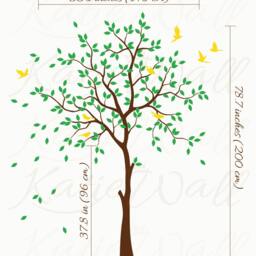 White Tree Wall Decal Nursery With Birds Studio Decor Dining Room Decals Hallway Art Sticker Tattoo Kw031 - thumbnail 2