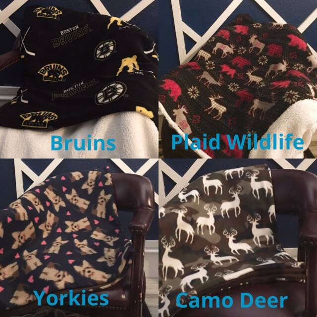 Fleece Throw Blanket, Sherpa Backed Deer Throw, Plaid Wildlife Dog Blanket - image 1