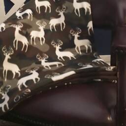 Fleece Throw Blanket, Sherpa Backed Deer Throw, Plaid Wildlife Dog Blanket - thumbnail 3