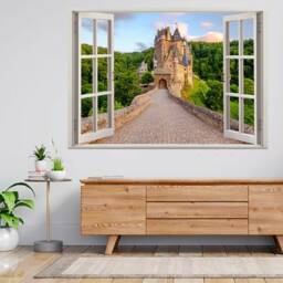 Burg Eltz Castle Sunset, Germany 3D Window View Wall Sticker Poster Decal A932 - thumbnail 1