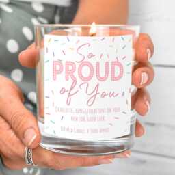 Personalised Congratulations Candle, Well Done Gift, Gifts, New Job Home So Proud Of You, Driving Test Gift - thumbnail 2
