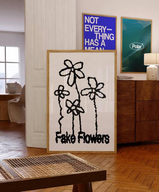 Fake Flowers Art Print, Trendy Home Decor - image 1