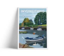 Inverkeithing Harbour Print - Fife Travel Poster Swans Kingfisher Heron Duck Scottish Wall Art - thumbnail 1