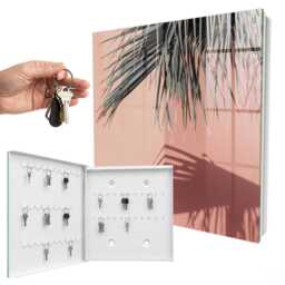 Tropical Elegance Wall Mounted Key Cabinet, Pink Industrial Box, Minimalist Flowers & Plants, For Loving Nature Minimalism - thumbnail 2