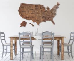 Wood Map Of United States, Large Wooden Wall Art Us Map, States Push Pin Travel Decor Usa America - thumbnail 1
