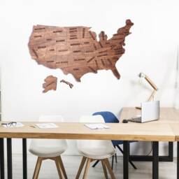 Wood Map Of United States, Large Wooden Wall Art Us Map, States Push Pin Travel Decor Usa America - thumbnail 3