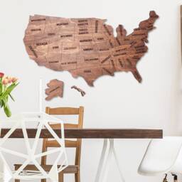 Wood Map Of United States, Large Wooden Wall Art Us Map, States Push Pin Travel Decor Usa America - thumbnail 2