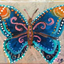 "Butterfly Painting, Original Acrylic Small Modern Christmas Item, 5""x7" - thumbnail 3