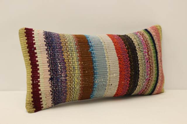 10x20 Turkish Kilim Pillow, Bohemian Carpet Pillow, Handwoven Lumbar, Boho Sham Cover, Throw Pillow, Cushion Home Decor 4Yef-587 - image 1