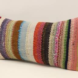 10x20 Turkish Kilim Pillow, Bohemian Carpet Pillow, Handwoven Lumbar, Boho Sham Cover, Throw Pillow, Cushion Home Decor 4Yef-587 - thumbnail 3