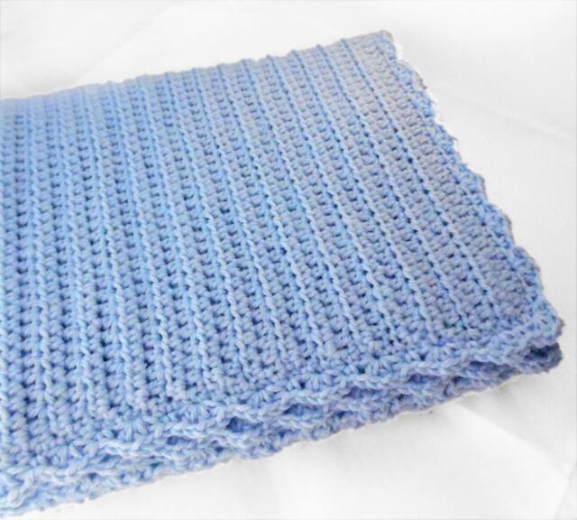 Crocheted Baby Blanket - Solid Blue, Hypoallergenic Stroller Size - image 1