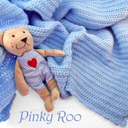 Crocheted Baby Blanket - Solid Blue, Hypoallergenic Stroller Size - thumbnail 2