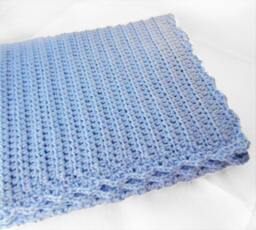 Crocheted Baby Blanket - Solid Blue, Hypoallergenic Stroller Size - thumbnail 1
