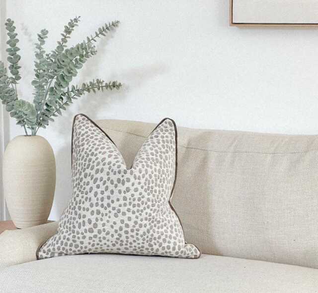 Ivory & Grey Animal Print Textured Cushion Cover - Custom Throw Pillow - Clara - image 1