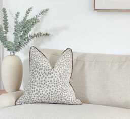 Ivory & Grey Animal Print Textured Cushion Cover - Custom Throw Pillow - Clara - thumbnail 1