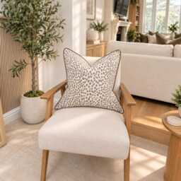 Ivory & Grey Animal Print Textured Cushion Cover - Custom Throw Pillow - Clara - thumbnail 3