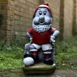 Stone Gnome Statue Concrete Playful Troll Sculpture Outdoor Player Football Ornament Gnome Lover Gift Handmade Decor Yard Art - thumbnail 1