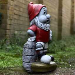 Stone Gnome Statue Concrete Playful Troll Sculpture Outdoor Player Football Ornament Gnome Lover Gift Handmade Decor Yard Art - thumbnail 3
